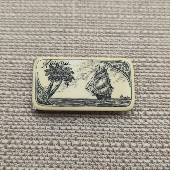 Hawaii Palm Tree And Ship Money Clip B787 - Picture 1 of 6